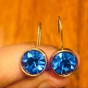 Gold plated earrings w/ blue quartz